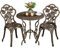 Yaheetech 3 Pieces Bistro Set Cast Aluminum Patio Furniture Garden Table and Chairs for Outdoor Activities