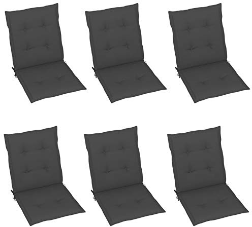 Tidyard Gartenstuhlauflagen 6er Set Polster Hochlehner Gartenstuhl Auflage Stuhlauflage Stuhlkissen Gartenstuhlkissen Sitzkissen Sitzauflage 100 x 50 x 4 cm, Stoff (100% Polyester),Anthrazit