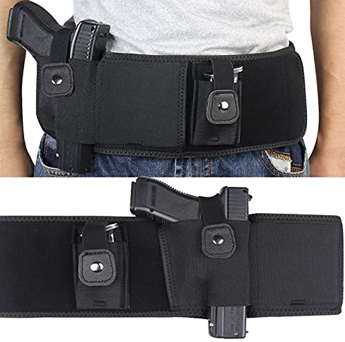 Goldmiky Bauchband-Holster, Pistolenholster Holster für verstecktes Tragen Elastische Taktische Belly Band Taille Pistolenholster, Bauchband Holster für Glocke 19 usw. Pistole (45in/115cm)