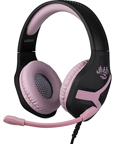 Konix Mythics Kabelgebundenes Gaming-Headset Nemesis PS4, PS5, Switch, Xbox One und Series X|S - Mikrofon - 1,5 m Kabel - 3,5 mm Klinkenstecker - Schwarz und Rosa