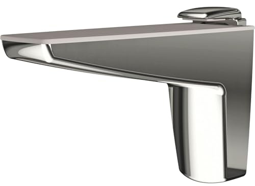 ITALIANA FERRAMENTA 16228010KB Tablartr,4-25mm-Gl.Chr. -Paar Italiana Wandkonsole Moon S-Klemmträger für Glas, Holz und Kunststoff Materialstärke 4-25mm Regalbodenhalter, Zinkdruckguss verchromt