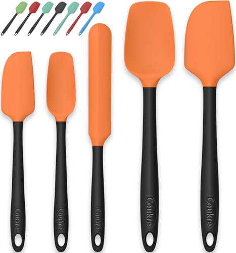 Coukre Silicone Spatula Set of 5,High Temperature Resistant, Food Grade Silicone, Dishwasher Safe, for Baking, Cooking (Orange)