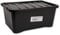 FabFinds Plastic Storage Box with Lid Stackable Nestable Storage Bins (1X 14L, Black)