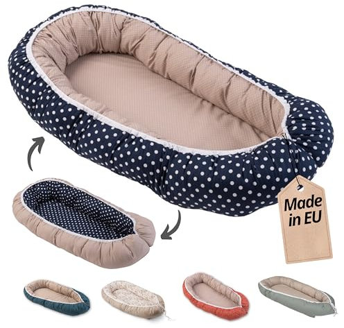 ULLENBOOM Babynest - 100% OEKO-TEX Materialien & Made in EU, Wale - Babynestchen Neugeborene aus kuscheliger Baumwolle, Ideal als Reisebett & Kuschelnest geeignet