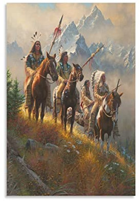 Indianer-Krieg-Poster, dekoratives Gemälde, Leinwand, Wandposter und Kunstbild, modernes Familien-Schlafzimmer, Dekoration, Poster, 40 x 60 cm