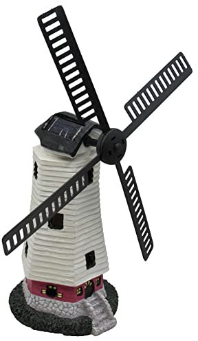 Solar Powered Light Up Windmill (Rechargeable Garden Ornament Figurine)