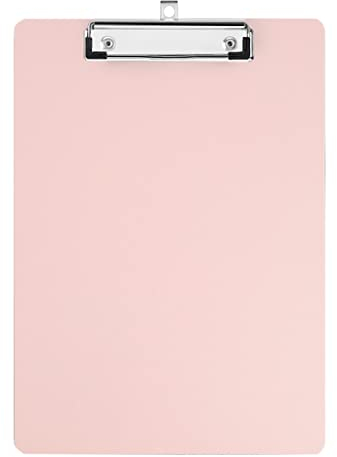 Porte Bloc A4 Avec Pince, Porte bloc en plastique format lettre standard A4, avec des crochets rétractables, pour infirmières étudiants, Employés de bureau (31,5 cm x 22,5 cm) - Rose clair