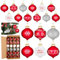 24 Stück Weihnachts-Hängeornamente mit Pfefferminzbonbons, Glaskugeln, Weihnachtsschneeflocke, Punkte, Streifen, Dekorationen, weiß, rot, blau, grün, Weihnachtsbaum-Party-Ornamente (Vintage-Stil)
