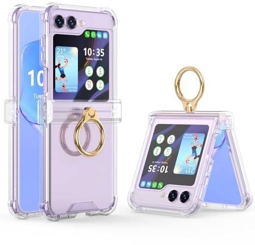 for Samsung Galaxy Z Flip 5 Case with Ring Shockproof Silicone Protective Cover Flip Z 5 Phone Case for Galaxy Z Flip 5 5G 2023 - Clear
