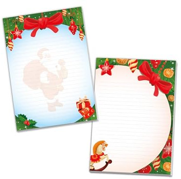 2 bunte Schreibblöcke liniert Weihnachtsmann und Pferd Tannenbaum im Set Motivpapier Weihnachten Winter Wichtelgeschenk für Kinder Jungen Mädchen (2 Blöcke A5 mit je 25 Blättern)