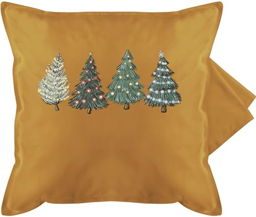 Kissenbezug - Weihnachtskissen Christmas Geschenke - Weihnachtsbäume - 50 x 50 cm - Gelb - kissenbezüge weihnachten weihnachts-kissen weihnacht weihnachtsbaum kissenhüllen kissen wintermotiv