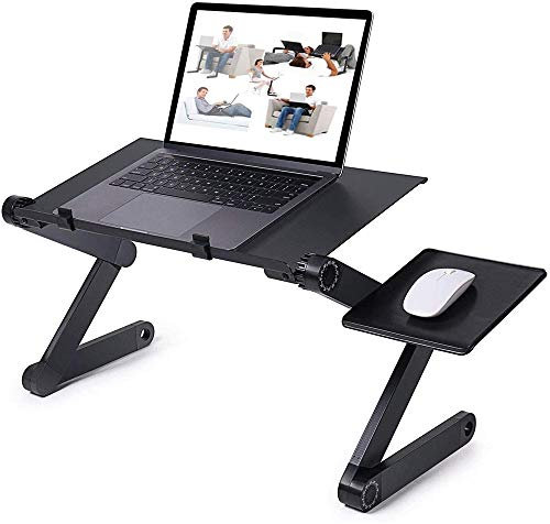 Table Portable pour Ordinateur,Table de lit Pliable en Bambou,Plateau Réglable pour Ordinateur Portable,avec Pieds Réglables et Plateau Inclinable,Support d'Ordinateur,Canapé Lit (Alliage d'aluminium)