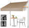 HOMEDEMO Klemmmarkise Markise Balkon ohne Bohren, 300cm x (120-150) cm Khaki, Upgrade Patent mit Verlängerten Einziehbaren Seitenstangen, UV-beständig Balkonmarkise höhenverstellbar Sonnenschutz