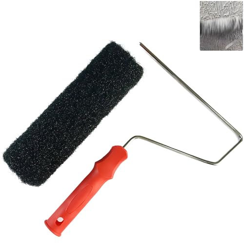 BANCOO Trockenbau-Massenwalze, Trockenbau-Texturrollerbürste, Nylonfaserbürste, Farbroller für Spachtel, Kieselgur, Formpaste, strukturierte Beschichtungen (22,9 cm Trockenbau-Verbundrolle (91249A))