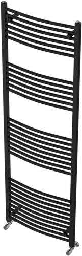 Warmehaus Curved Heated Bathroom Towel Rail Radiator Rad 1800x600mm Black