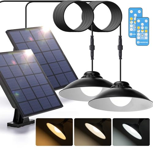Aigostar Lampe Solaire Extérieur avec Télécommande 50W 500LM Dimmable Lumière Solaire Extérieur Étanchéité IP65, Batterie de grande capacité, Câble de 3 Meters pour intérieur/extérieur, 2 pcs