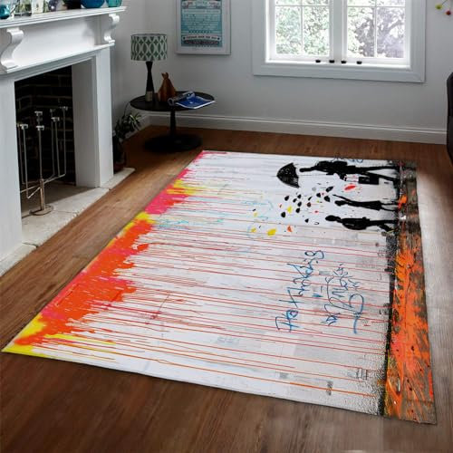 Banksy Style Regenschirm Graffiti Teppich Junge Mädchen und Erwachsene Graffiti Lounge Teppich für Wohnzimmer Schlafzimmer Schlafsaal Kinderzimmer Kinderzimmer 180x400cm
