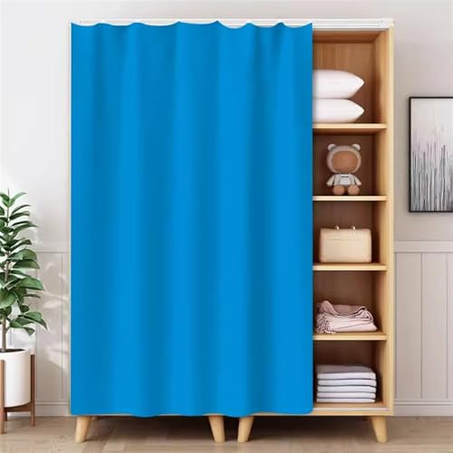 BESTORI Schrankvorhänge für Küche Selbstklebend Waschbar Staubdichter Vorhang Privatsphäre Gardine für Kleiderschrank, Regale, Badezimmer, Blau 01, 100cm x 180cm