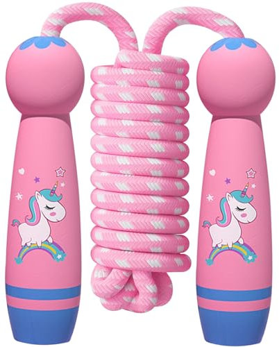 lomdung Corde a Sauter Sport, Corde à Sauter Réglable pour Enfant & Adulte pour Fitness, 2.6 M Jump Rope, Poignées Antidérapantes, pour Hommes, Femmes, Enfants, Filles(Rose)