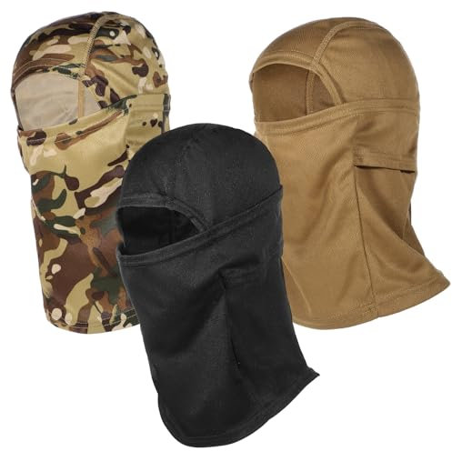 Tyqour 3 Stück Motorrad Sturmhaube Winter Fahrrad Gesichtshaube Winter Winddicht Balaclava Sturmmaske UV-Schutz Sturmhauben für Herren Damen Radfahren Outdoor Sports Camouflage Schwarz