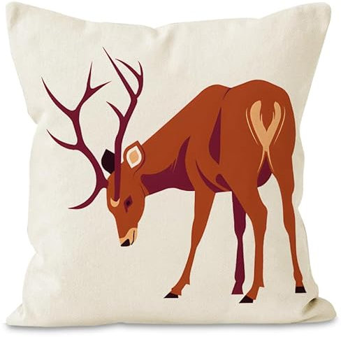 Kissenhülle 45X45 Elch Kissenhülle Leinen Kissenbezüge Sofakissen Dekokissen Deko Kissenhüllen Wohnzimmer,Outdoor Kissen Mit Reißverschluss