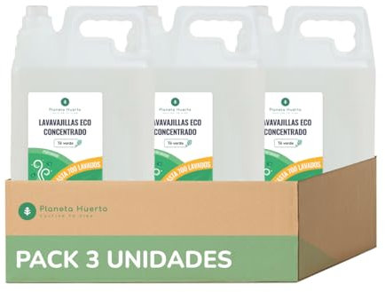 PLANETA HUERTO | Pack 3x Lavavajillas Manual Té Verde ECO 5 L | Detergente Ecológico Concentrado con Ingredientes Naturales