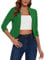 MINTLIMIT Ladies Jackets 3/4 Ruched Sleeve Elegant Women Cropped Blazers Jacket Open Front (Green M)