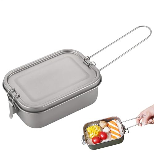 Loncheras De Metal Lonchera De Titanio Para Acampar, Lonchera Con Contenedor De Alimentos | Caja De Asa Plegable Con Tapa Hermética, Caja De Cocción Hermética