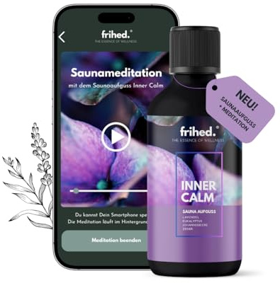 frihed.® Saunaaufguss Lavendel & Eukalyptus - Hochkonzentriertes Saunaöl mit Johannisbeere - Aufgussmittel für alle Sauna Arten - Langanhaltender Saunaduft - Made in Lüneburg