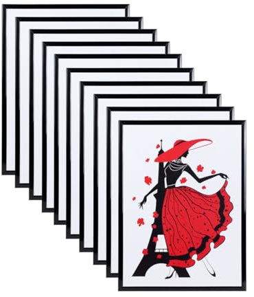 3er 5er 10er Set Bilderrahmen in Schwarz Fotorahmen aus Kunststoff Bilder Foto Posterrahmen Wanddeko Collage AC-6: Farbe: 10er Pack Schwarz | Format: 30x45