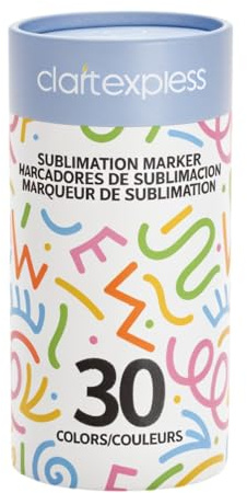 Craft Express Sublimation Marker Set, 30 Assorted Colours for Heat Transfer, Arts & Crafts, and Creative Design