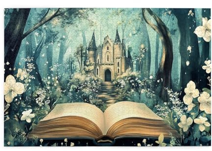 Liorosa Château des forêts enchantées et livres casse-tête pour adultes 1000 pièces, esthétique classique vintage, complet avec la famille et les amis, couleurs vives, exercice de compétences