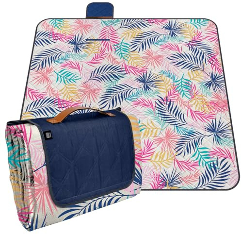 Coperta Pic Nic Impermeabile Adulto 200x200 - Telo Picnic Grande per Famiglia Spiaggia Montagna Parco Giardino - Tappeto da Campeggio per Esterno con Disegni Portatile Pieghevole (Giungla, 200x200)