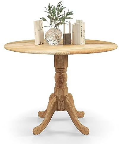 COSTWAY Esstisch, runder Küchentisch aus Massivholz, Esszimmertisch für 4 Personen, Holztisch für Küche und Esszimmer, 100 x 100 x 73 cm (Natur)
