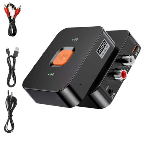 KZARYVEXIS Récepteur Bluetooth 6.0, Adaptateur Audio Bluetooth Entrée Panel AUX/RCA 3.5mm, Double Connexion pour 2 Téléphones, Compatible avec Téléphone, Tablette, Home Cinéma, Ordinateur Portable