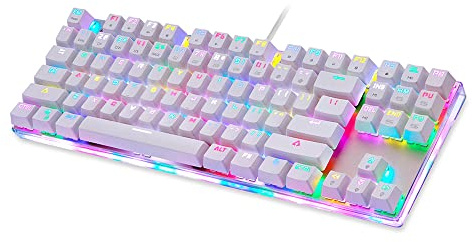 BAFOVY K87S Mechanische Tastatur, RGB-Gaming-Tastatur mit Hintergrundbeleuchtung, USB-Kabel für Gamer, Blau-rote Schalter, 87 Tasten für PC und Laptop (Blauer Schalter)