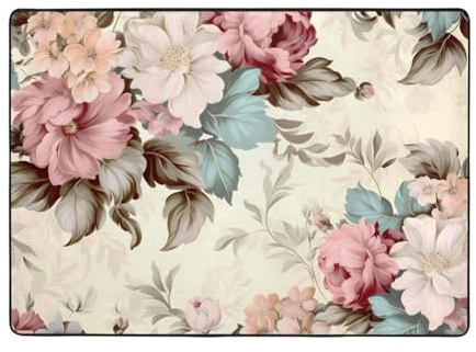 WZYCWB Vibrant Flora, bedruckter Teppich, 203,2 x 147,3 cm, weicher und flauschiger Kurzflor, geeignet für Wohnzimmer, Büro, Nachttisch, Balkon