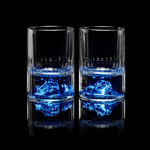 DUJUST 【Neues Design 2026】 Blue Mountain Schnapsgläser (45 ml), Kristall-Shotglas-Set mit Blue-Mountain-Dekor, BPA-frei & bleifrei, geeignet für Dekoration & Sammlung, Geschenkidee – 2 Stück