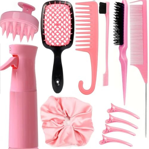 Lot de 12 brosses de coiffage – Pinceaux démêlants, taquineurs, queue de rat, bords et brosses de bébé, poils doux pour femmes et enfants, brosses de qualité professionnelle pour tous les types de