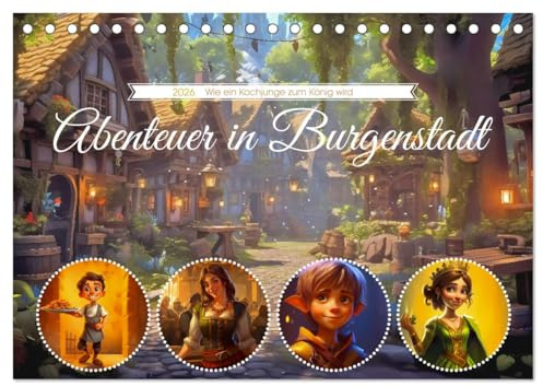 Abenteuer in Burgenstadt (Tischkalender 2026 DIN A5 quer), CALVENDO Monatskalender: Abenteuer in Burgenstadt ist eine Geschichte über den Prinzen der ... zum König wird. (CALVENDO Wissenschaft)
