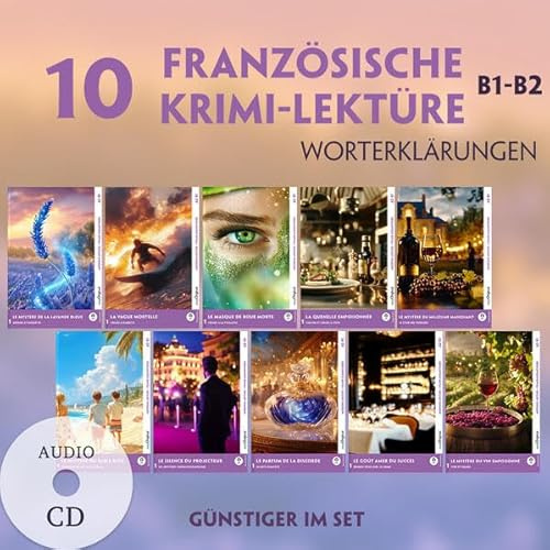 10 Französische Krimi-Lektüre B1-B2 (10 Bücher + 10 Audio-CDs): Spannende Seiten & Worterklärungen (EasyOriginal.com - Moderne Lektüre B1-B2 + Worterklärungen: Französisch)