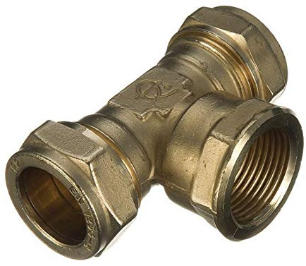 Té de compression fileté central 22 mm x 22 mm x 3/4 – Lot de 2