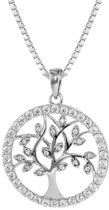 trendor Lebensbaum Anhänger mit Venezianer Kette 925 Silber 08544 | modischer Silberschmuck für Damen, diese Halskette ist eine tolle Geschenkidee,