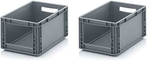 Auer Packaging 2x Euro Sichtlagerkasten 40 x 30 x 22 cm inkl. gratis Zollstock * Eurobehälter mit Fenster, 2er Set