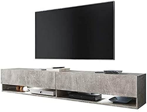 Selsey Wander – TV-Lowboard/TV-Schrank in Betonoptik hängend/stehend mit LED 140cm