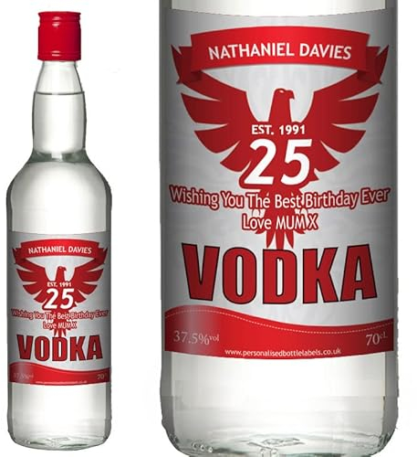 Personalised Birthday Vodka 70cl with FREE Gold Gift Box. Any Name & Message for Any Birthday
