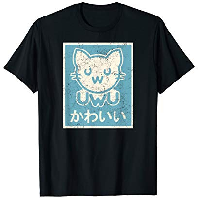 Retro Vintage Japanese UwU Cat Poster - Cute Kawaii Kitten T-Shirt