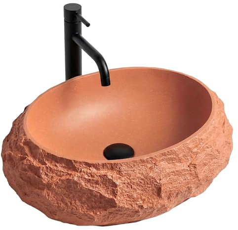 Rea- Aufsatzwaschbecken Mika Terracotta Oval, Imitationsstein, Orange