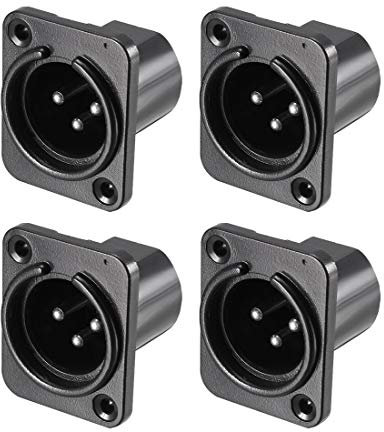 sourcing map YL3059 3-Pin XLR Male Jack Panel Mount for Microphone Connector Adapter Converter Audio Speaker Twist Lock 4Pcs
