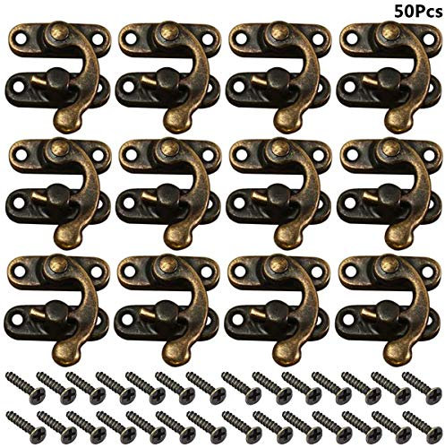 Gancio a Scatto Hasp con Viti, FANDE 50 Pezzi Hasp Corno Serratura Legno Antico Hasp Cattura Fermo DIY Borsa Hasp Scatola per Jewelry Box Cassetto Cerniera Armadietto